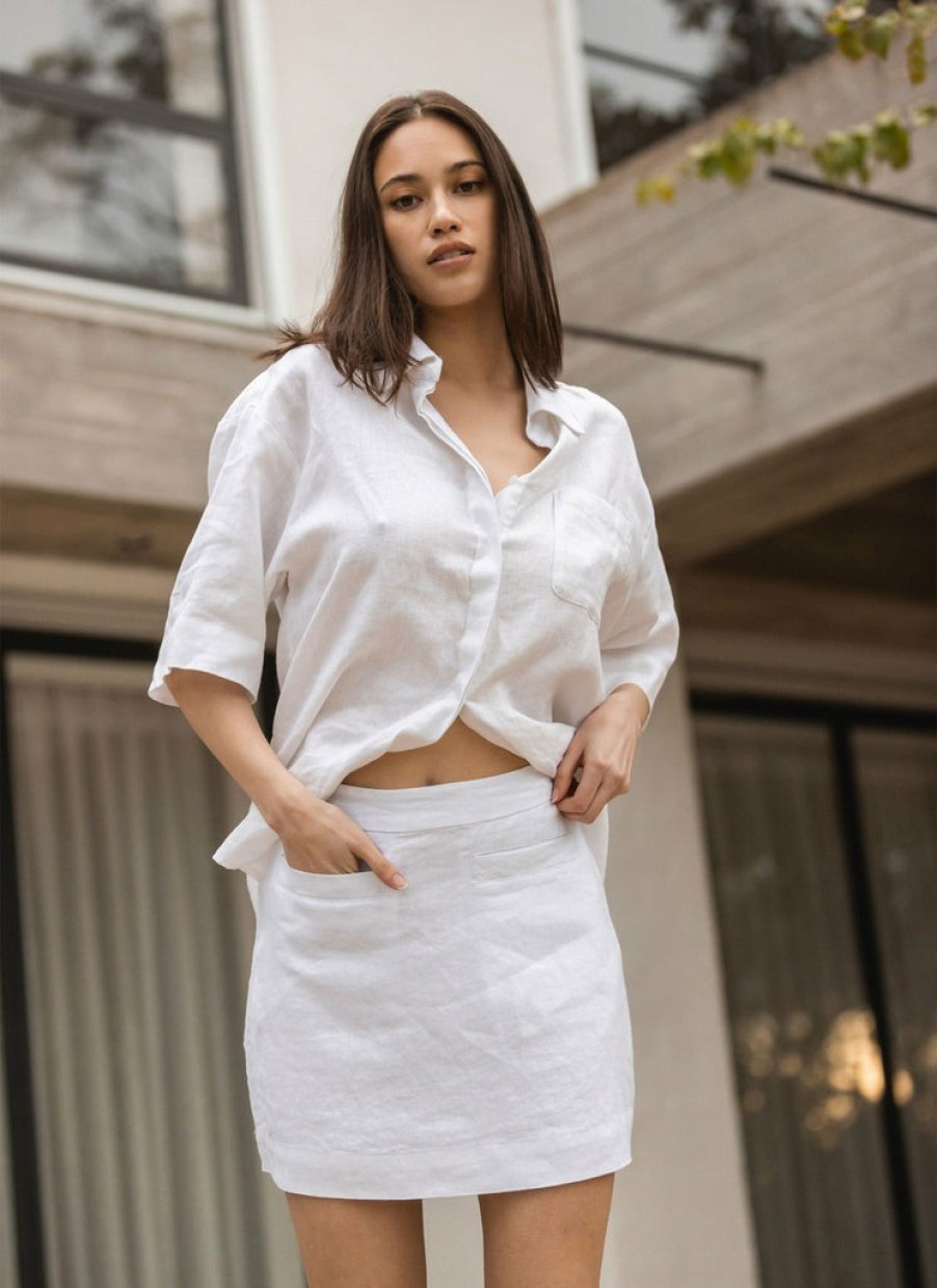 Shop Cools Club | Caribbean Skirt White Linen